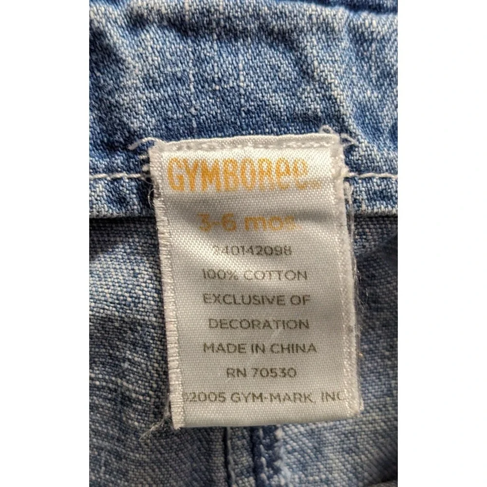 Gymboree Baby Overalls Embroidered Denim Stunt Plane Jeans 3-6 Mo‎ Pockets 2005